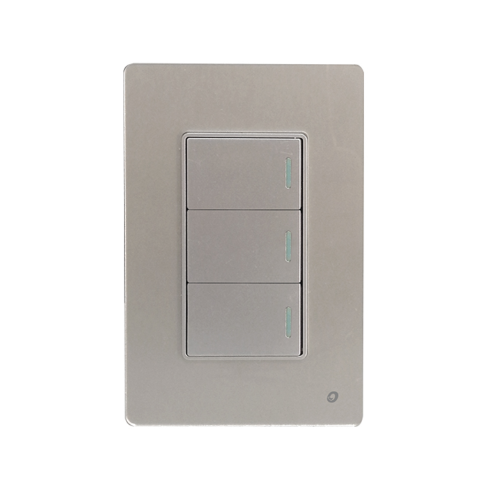 INTERRUPTOR TRIPLE SERIE CRISTAL COLOR GRIS