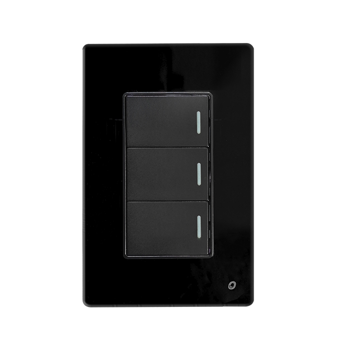 INTERRUPTOR TRIPLE SERIE CRISTAL COLOR NEGRO
