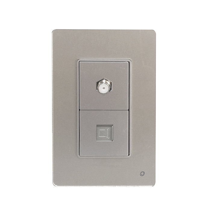 PLACA MIXTA DOBLE CONEXIÓN F + LAN CAT6 SERIE CRITAL COLOR GRIS