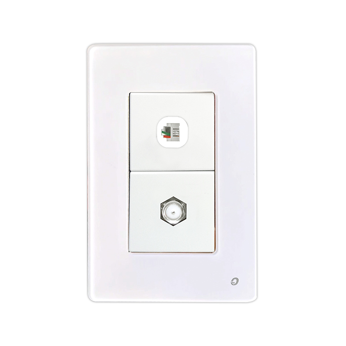 PLACA MIXTA TELEFONO + COAXIAL SERIE CRISTAL COLOR BLANCO