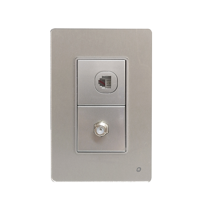 PLACA MIXTA TELEFONO + COAXIAL SERIE CRISTAL COLOR GRIS