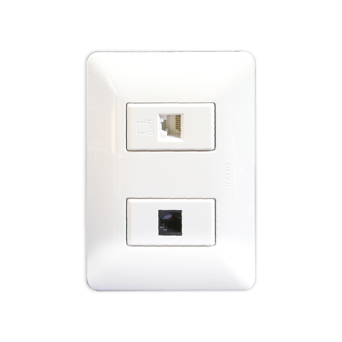 PLACA PARA PARED DE RED CAT5 Y TELEFONIA