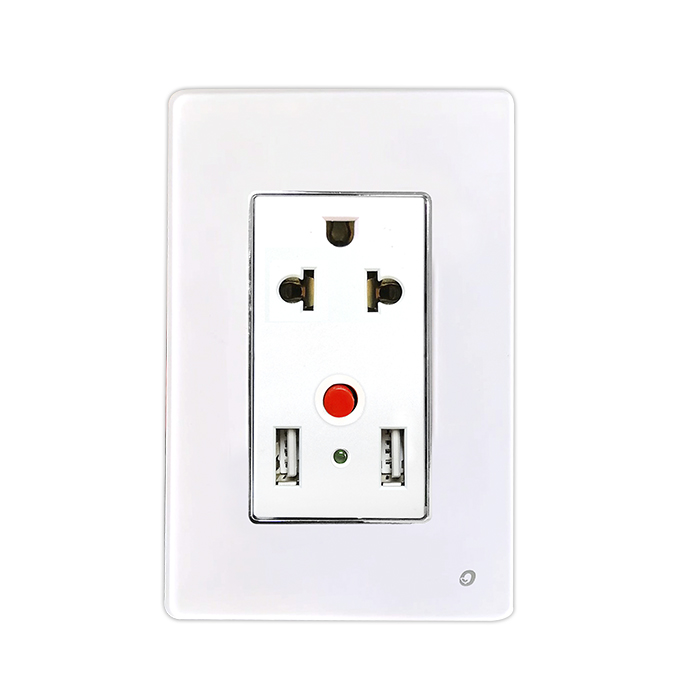 TOMA MIXTA USB 4.1A + UNIVERSAL CON TOMA TIERRA SERIE CRISTAL COLOR BLANCO
