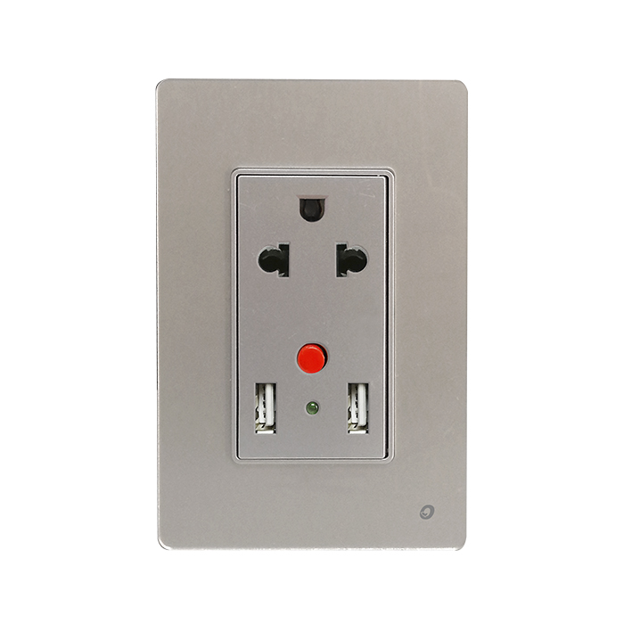 TOMA MIXTA USB 4.2A + UNIVERSAL CON TOMA TIERRA SERIE CRISTAL COLOR GRIS