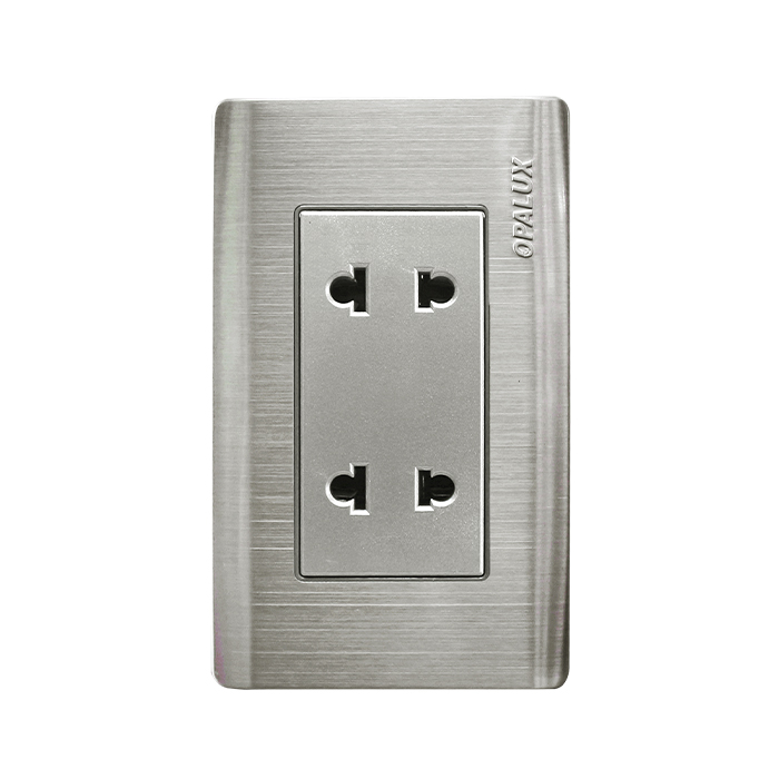 TOMACORRIENTE DOBLE UNIVERSAL COLOR METAL LINEA EJECUTIVA