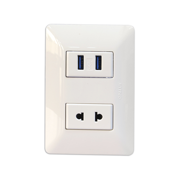 TOMACORRIENTE MIXTO UNIVERSAL + 2 ENTRADAS USB CON PROTECCIÓN