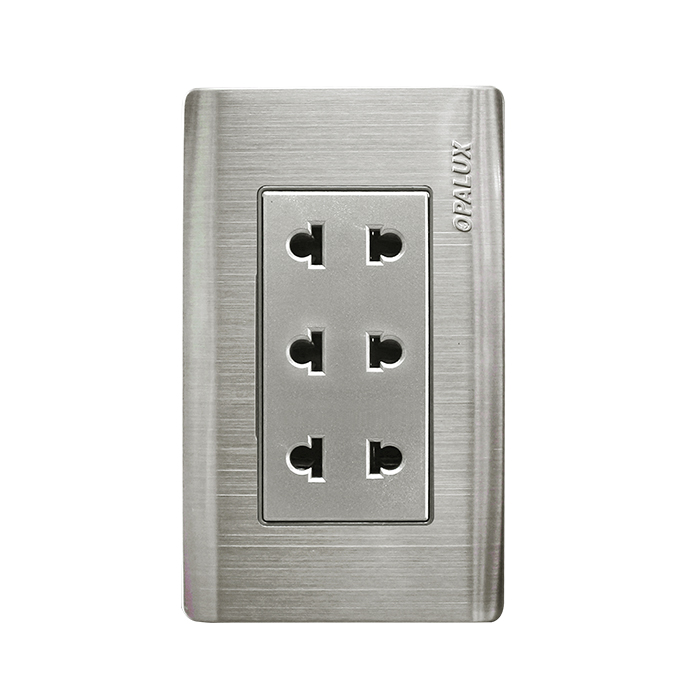 TOMACORRIENTE TRIPLE UNIVERSAL COLOR METAL LINEA EJECUTIVA