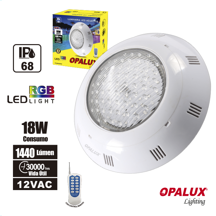 LUMINARIA LED ACUÁTICA 18W RGB