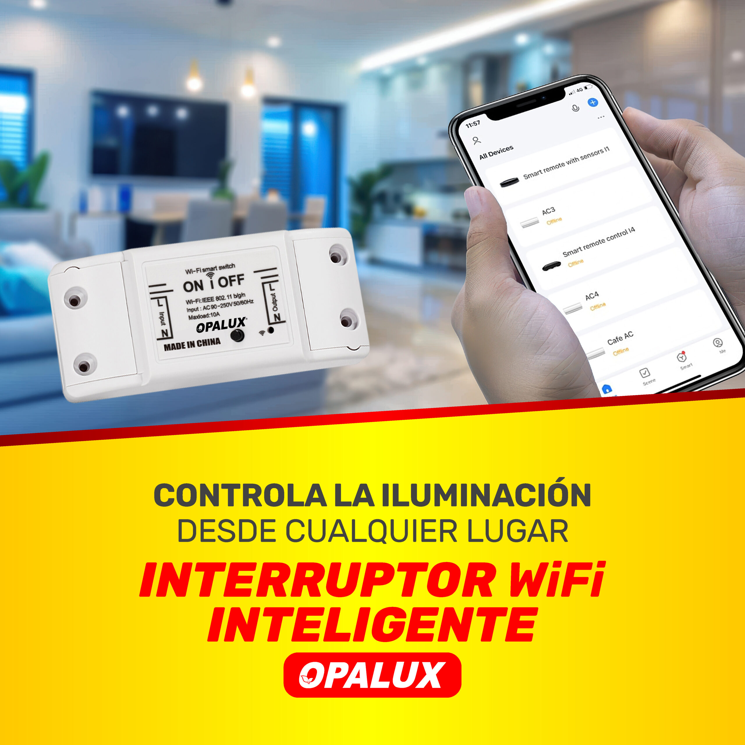 Controla la iluminación desde cualquier lugar con el Interruptor WiFi Inteligente de Opalux