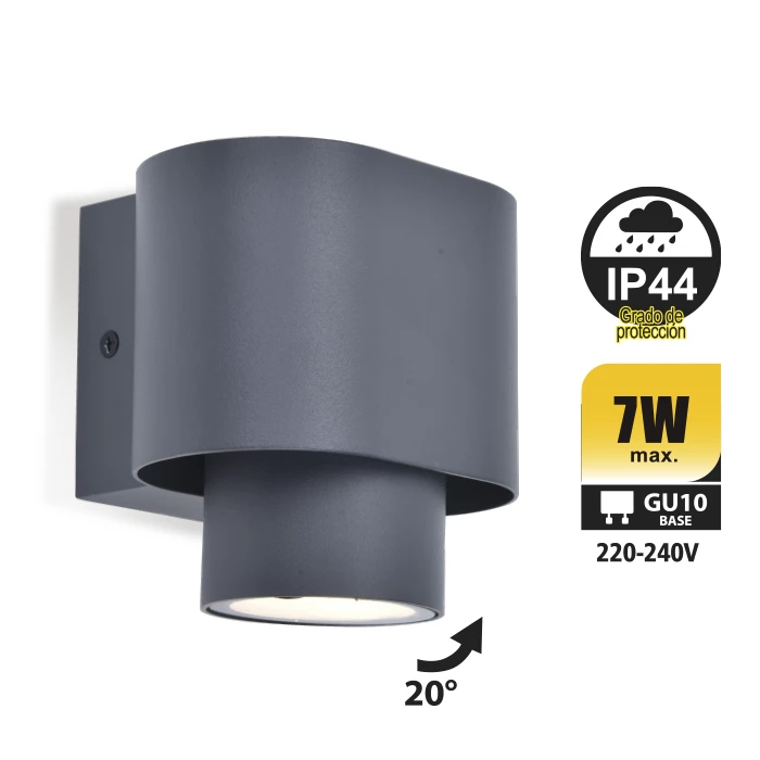 APLIQUE DE PARED CYRES PARA GU10 GRIS