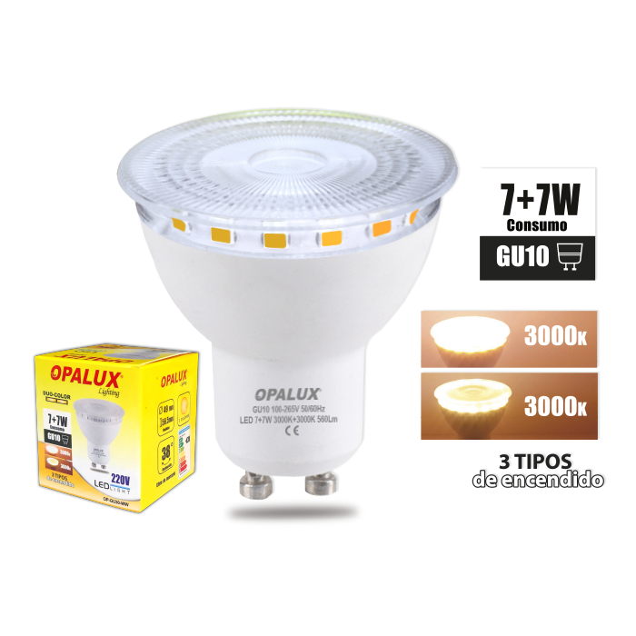 DICROICOS DUO COLOR 3000K + 3000K 7W