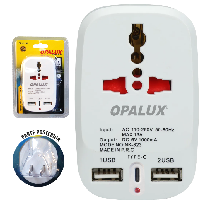 ADAPTADOR MULTIPLE 2 ENTRADAS TIPO A + 1 TIPO C