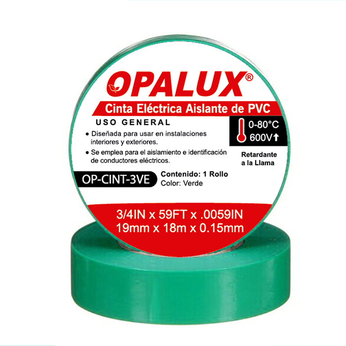 CINTA ELÉCTRICA AISLANTE DE VINIL VERDE