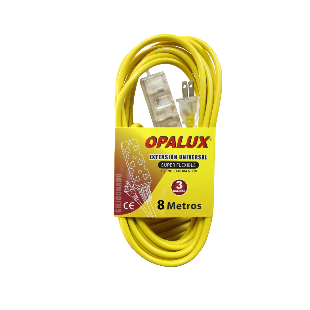 EXTENSION AMARILLO SILICONADO 3 TOMAS 10M