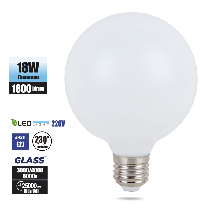 FOCO BOLA LED DE VIDRIO